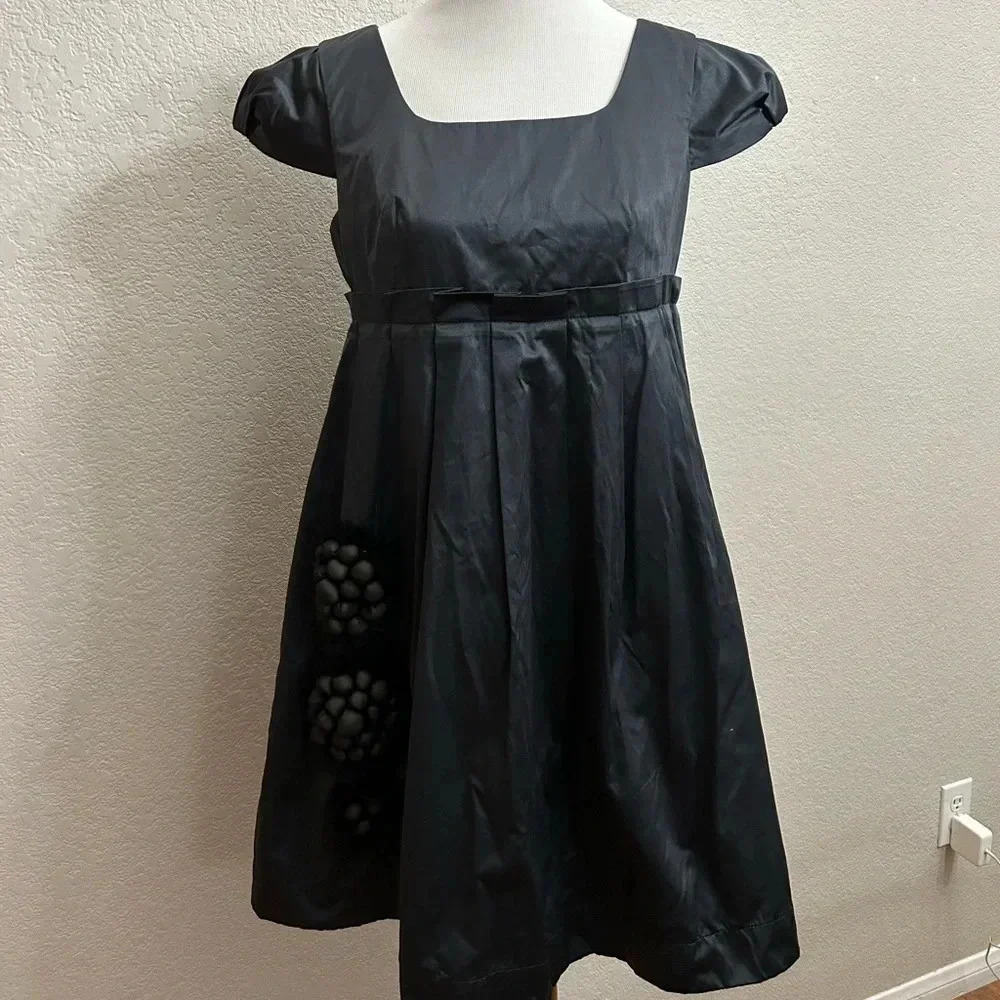 Anthropologie Fumblin’ Foe Black Appliqué Dress